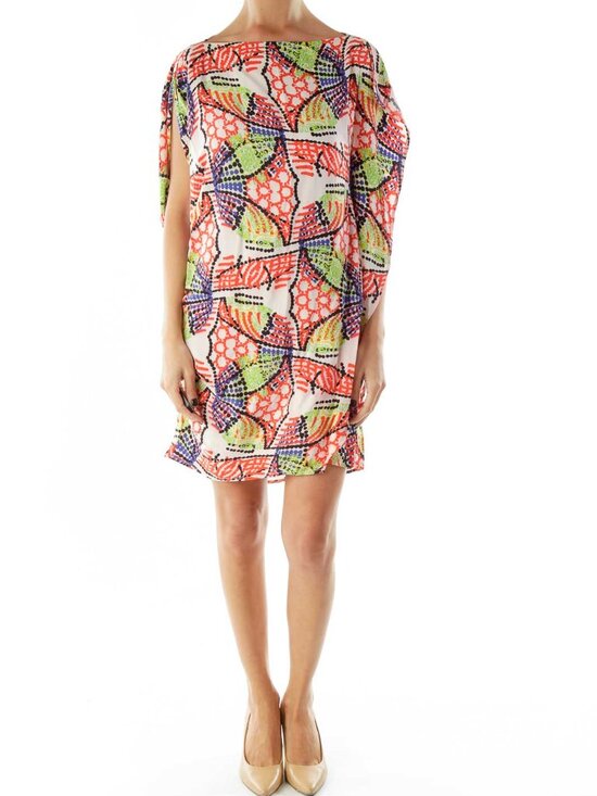 Maria + Cornejo Red Green Blue Printed Shift Dress - Picture 4 of 4